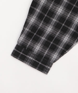 フーデッドオーバーチェックシャツ