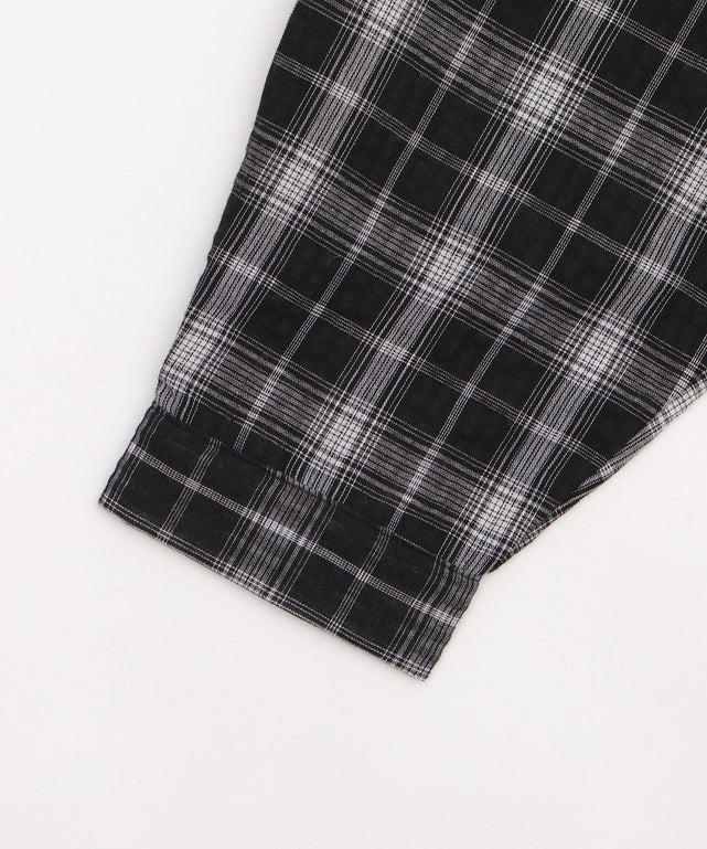 フーデッドオーバーチェックシャツ