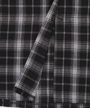 フーデッドオーバーチェックシャツ