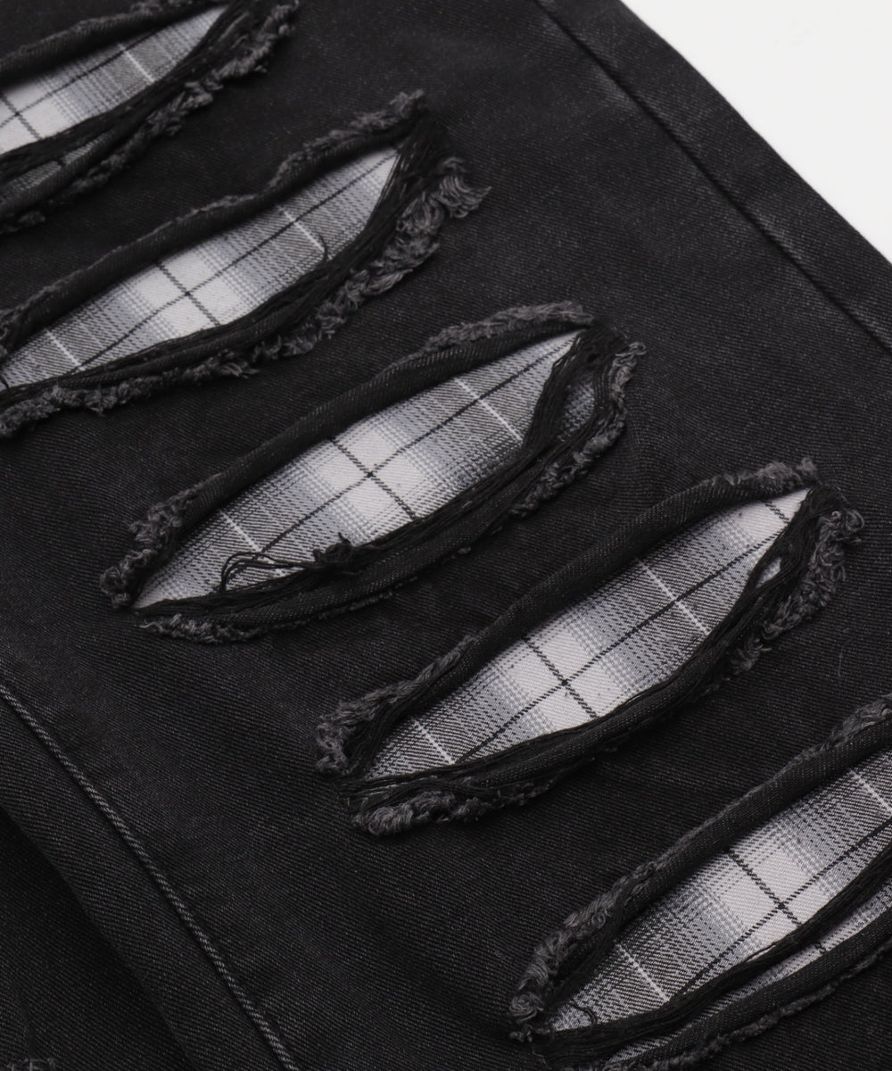 デストロイチェックバギーデニム