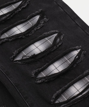 デストロイチェックバギーデニム