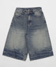 ラウンドストリングデニムハーフパンツ