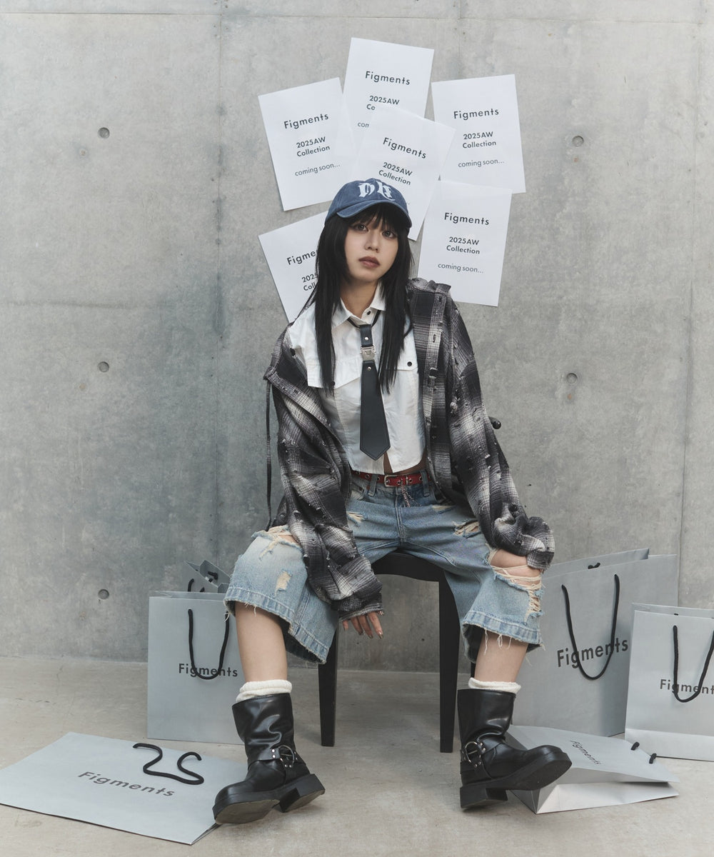 ダメージデニムハーフパンツ