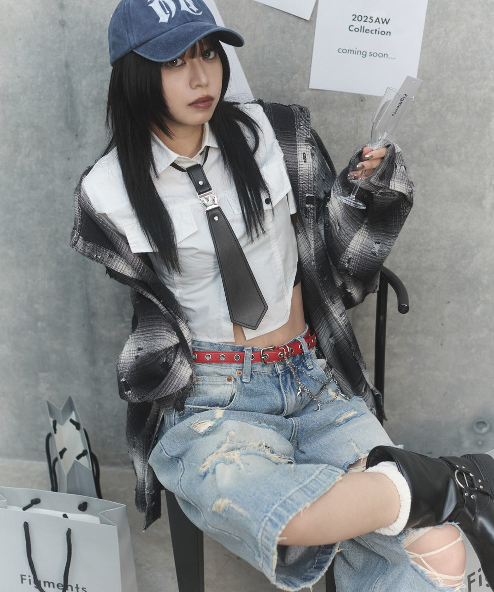 ダメージデニムハーフパンツ