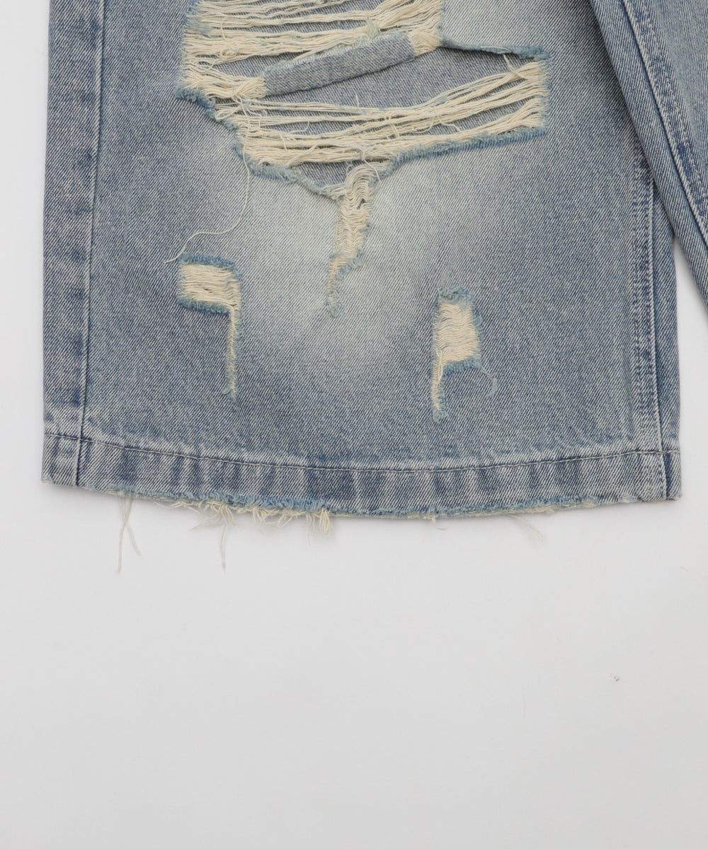 ダメージデニムハーフパンツ