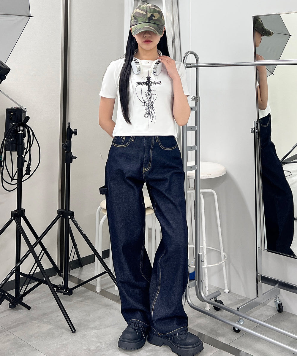 デニム濃 モデル：154㎝ S着用