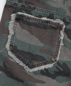 カモフラフリンジWウエストハーフパンツ