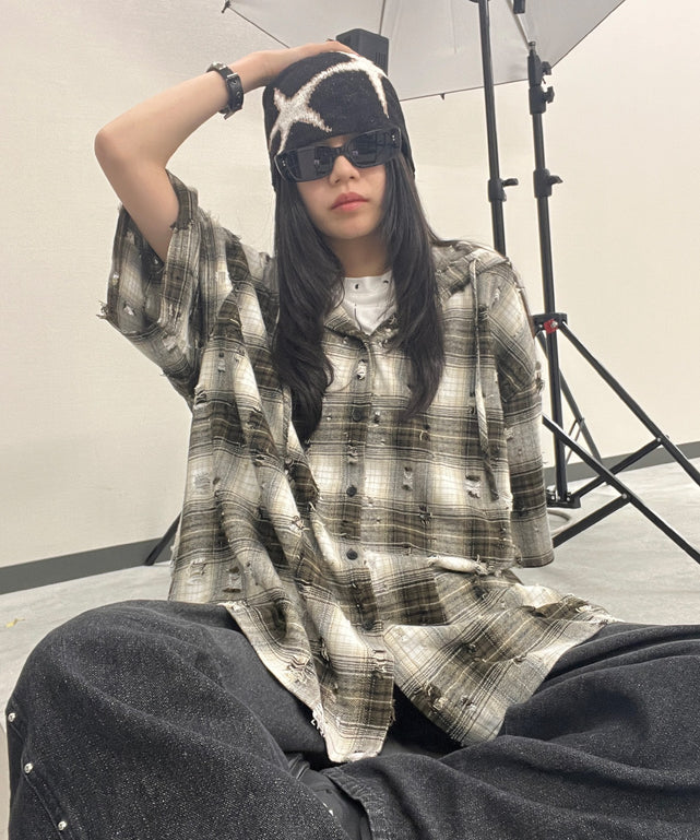 ダメージフード半袖チェックシャツ – WEGO ONLINE STORE