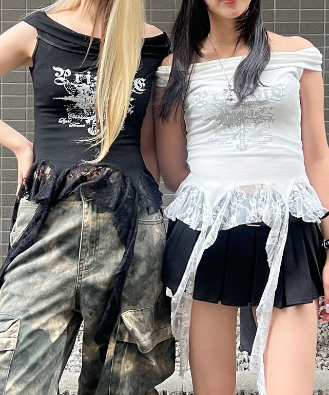 ゴシックサイドレースフリルトップ