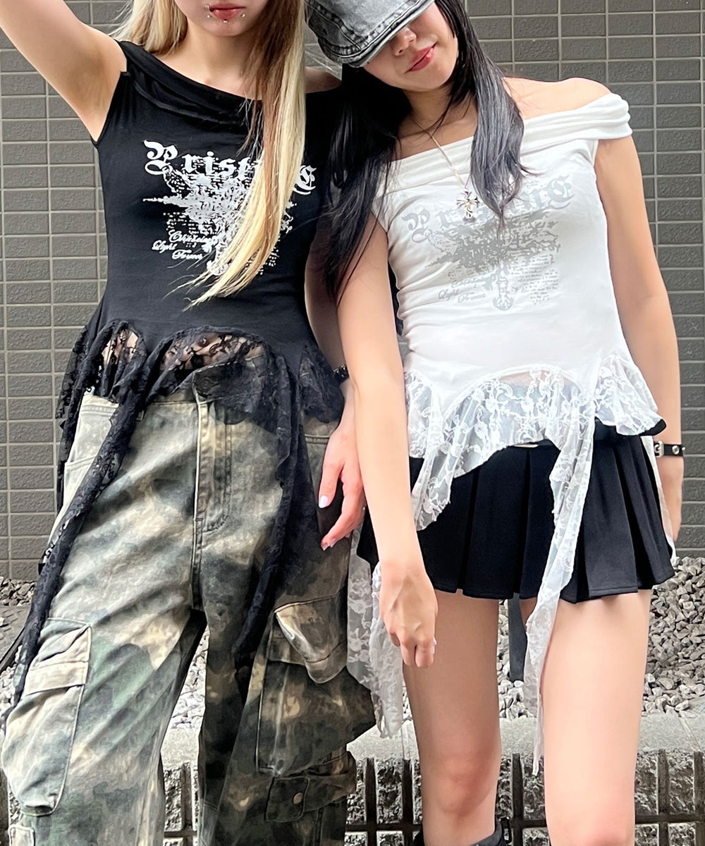 ゴシックサイドレースフリルトップ