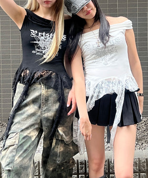 ゴシックサイドレースフリルトップ