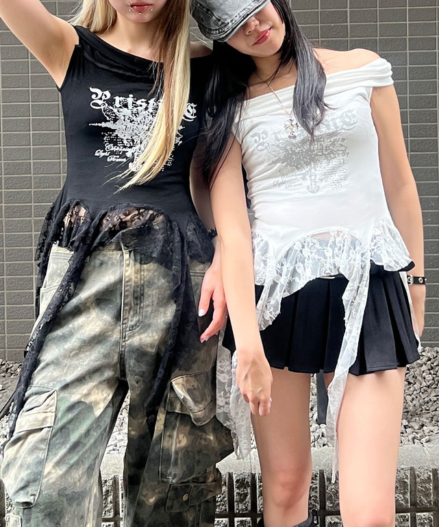 ゴシックサイドレースフリルトップ