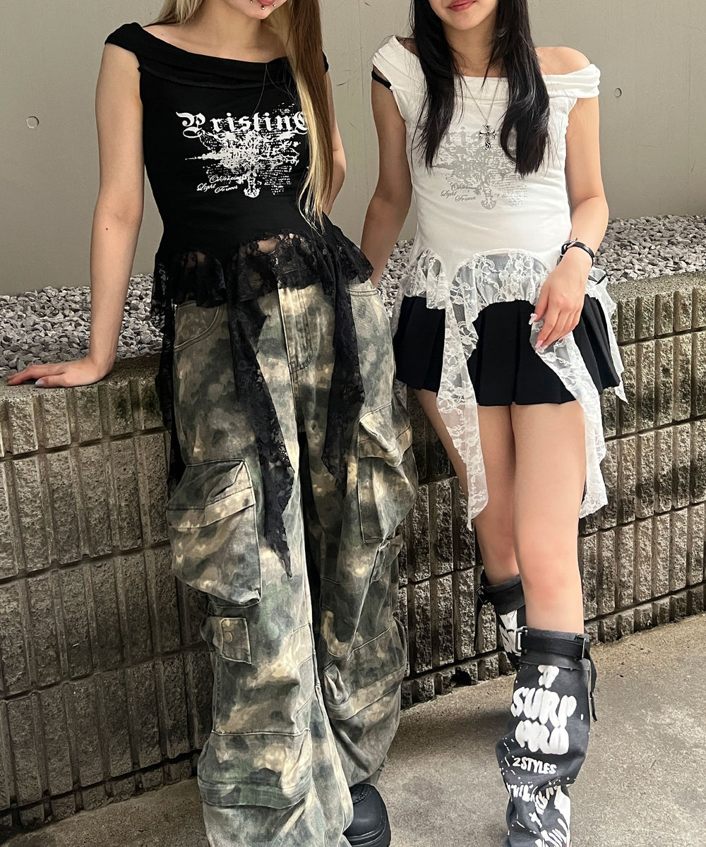 ゴシックサイドレースフリルトップ