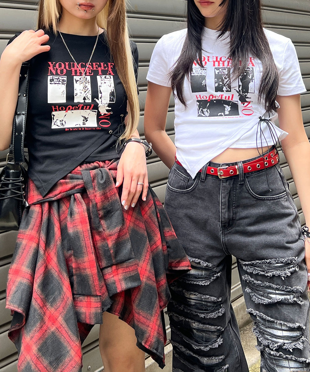 サイドレースアップパンクT