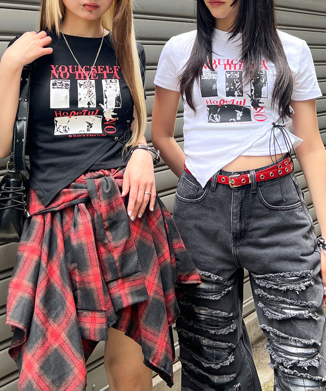 サイドレースアップパンクT