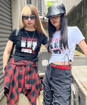 サイドレースアップパンクT