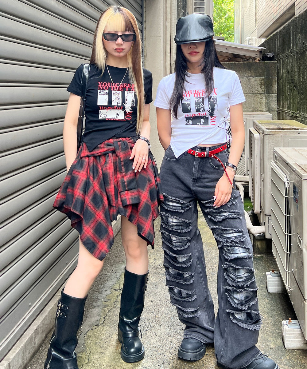 サイドレースアップパンクT