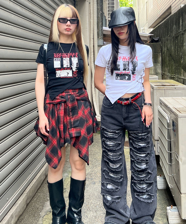 サイドレースアップパンクT