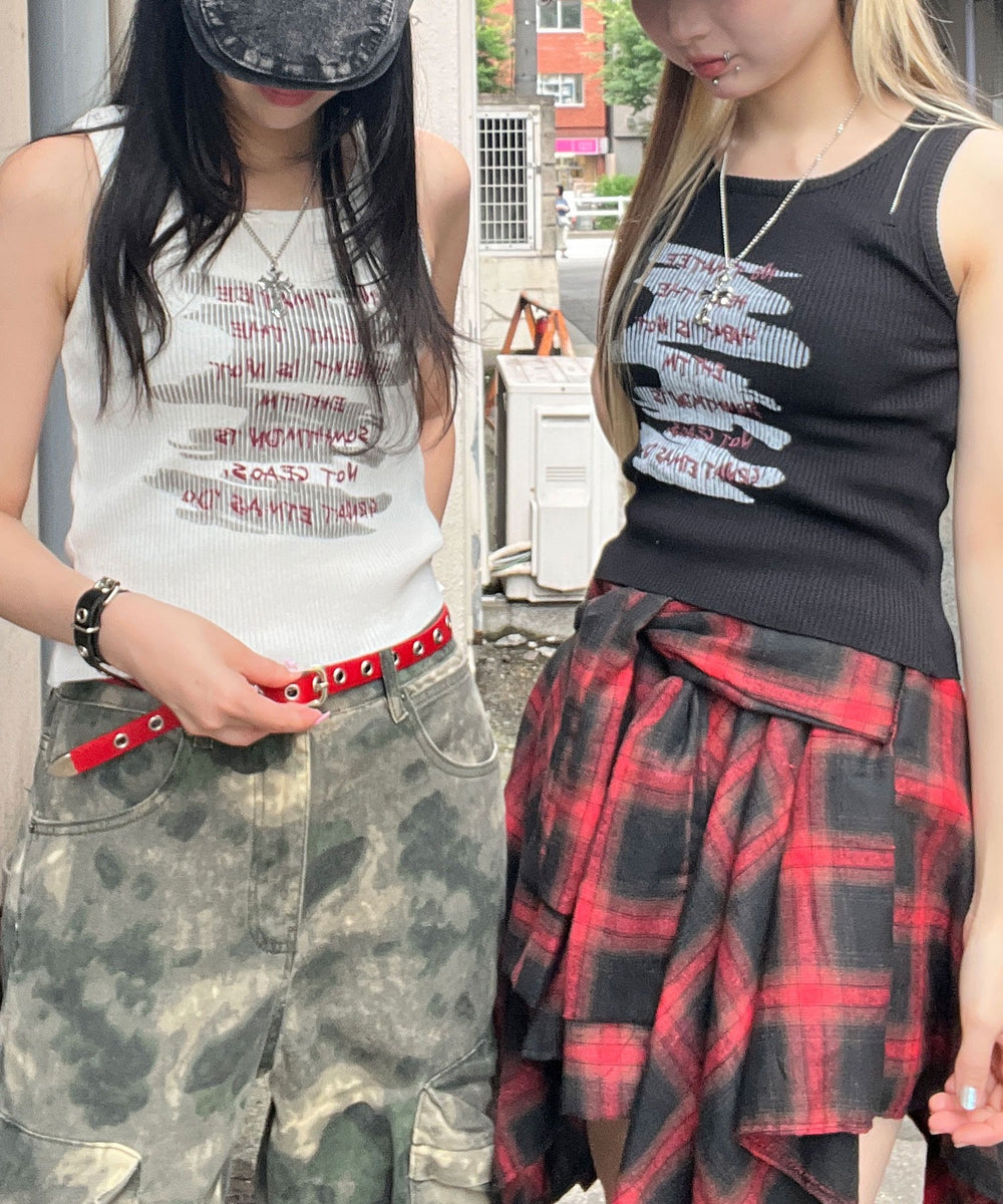 ZIPショルダーニットタンク