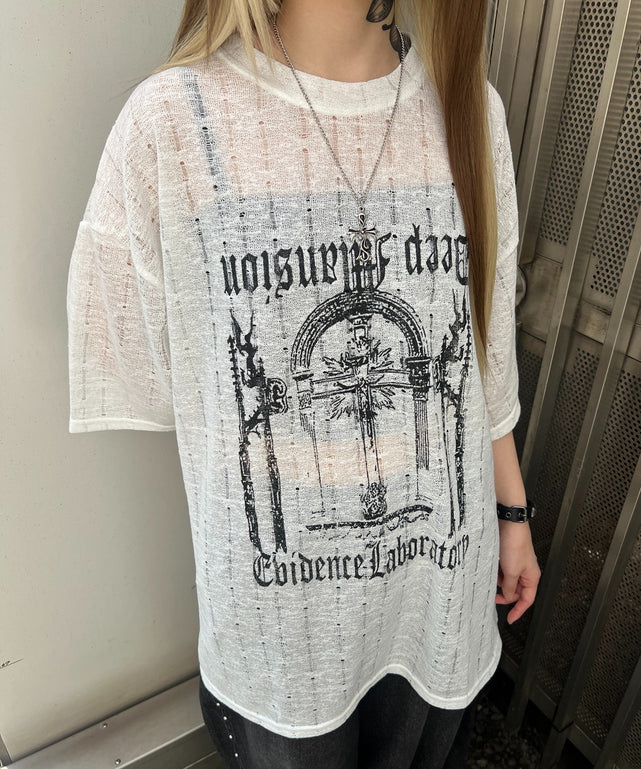 ロゴニットT/ホワイト モデル：159㎝ FREE着用