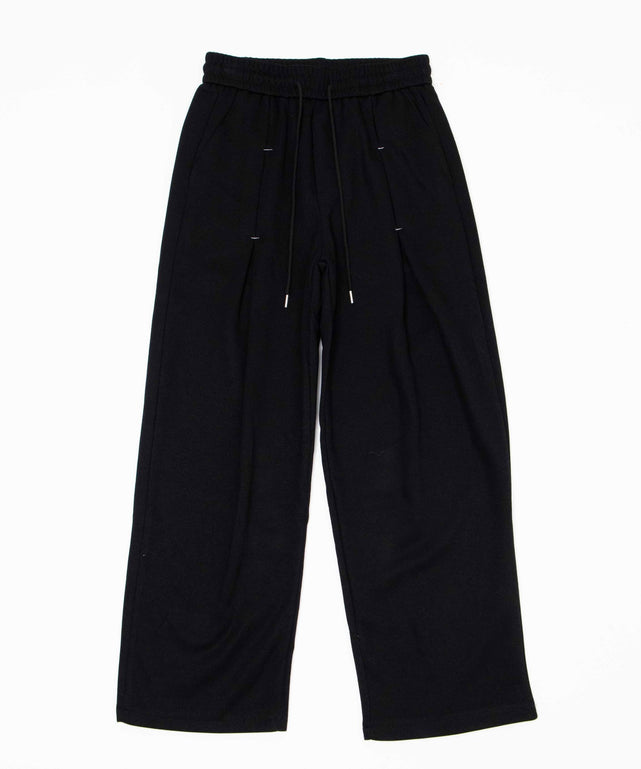 タックデザインスウェットパンツ/ブラック