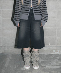 ワイドデニムハーフパンツ