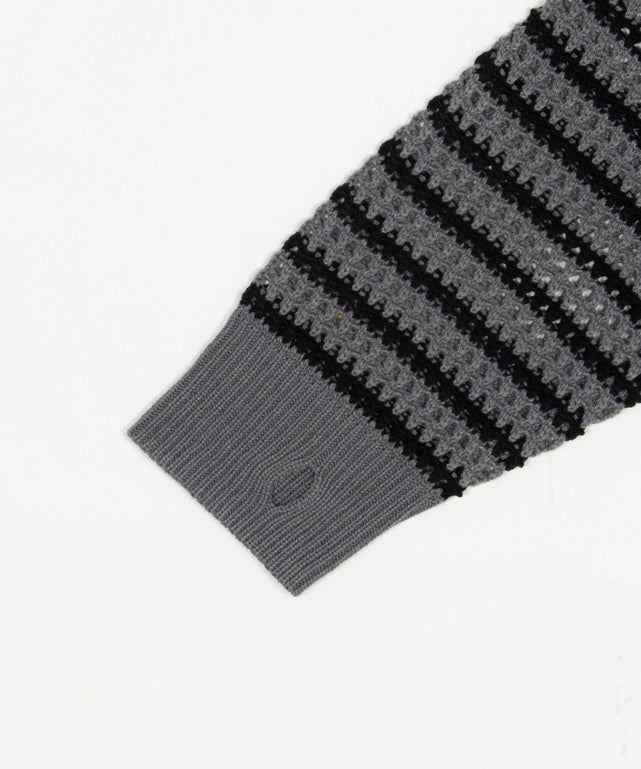 ボーダーメッシュニットジップパーカー