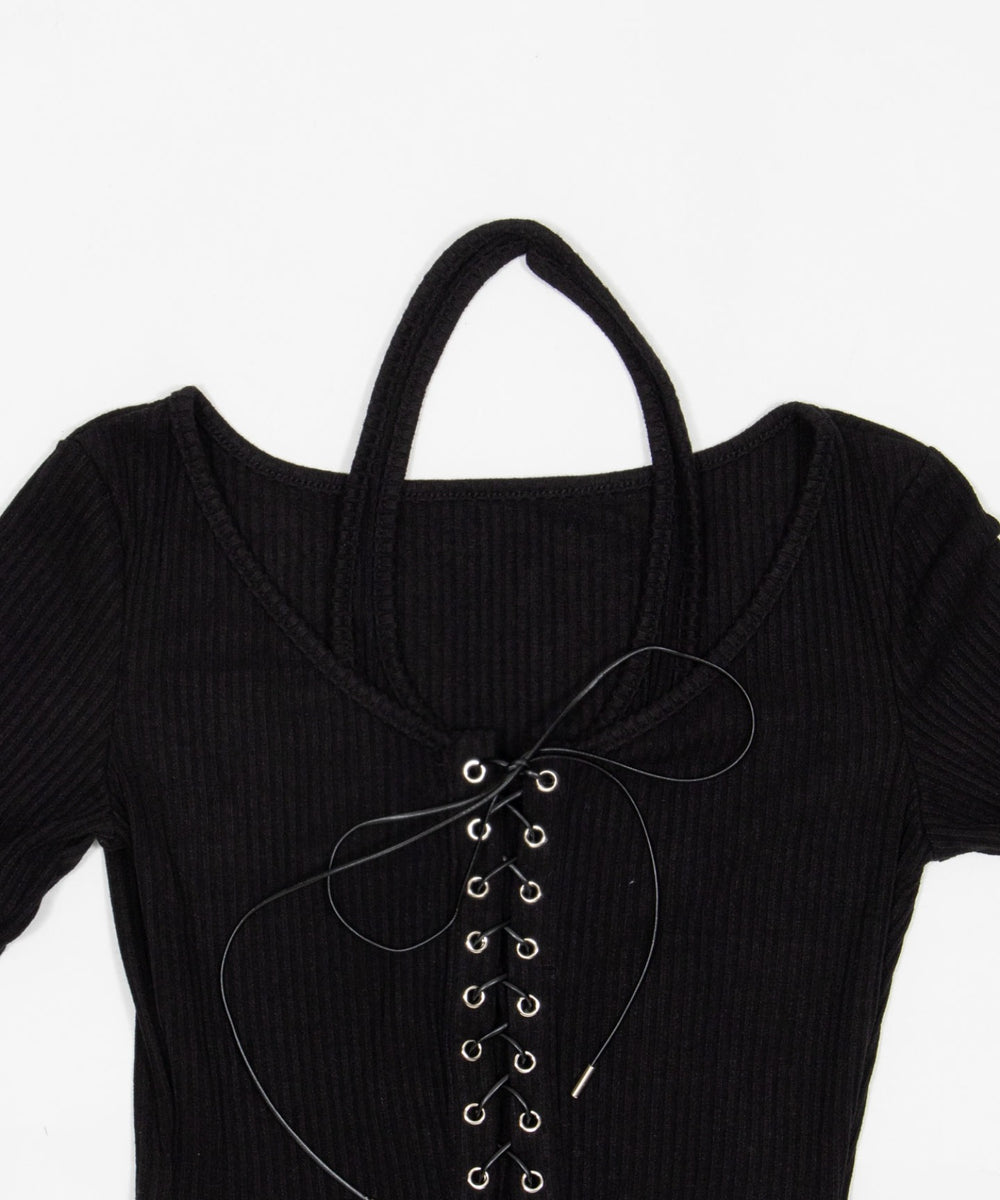 レースアップレイヤードトップ