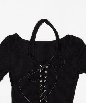 レースアップレイヤードトップ