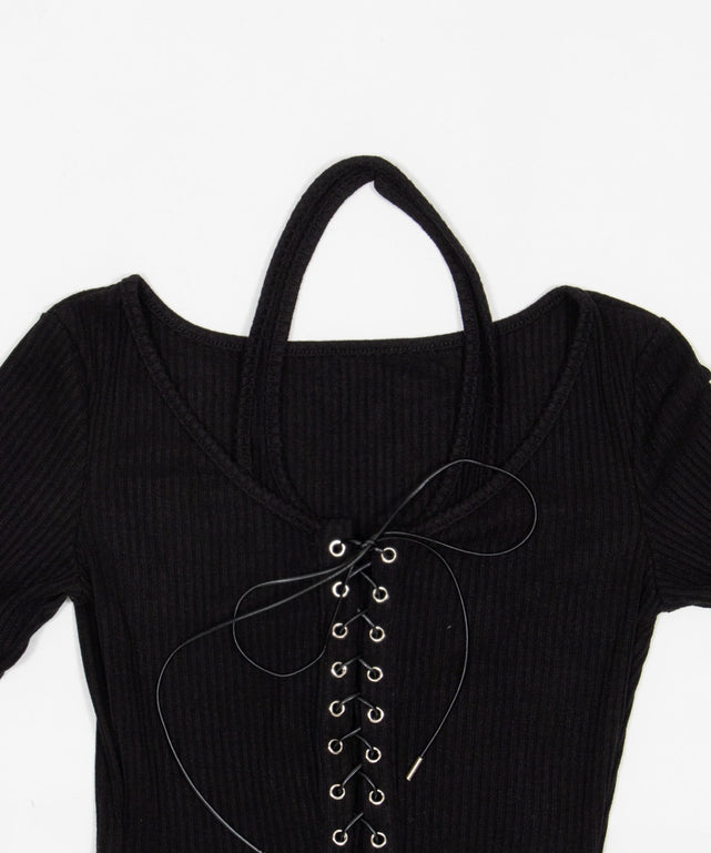 レースアップレイヤードトップ