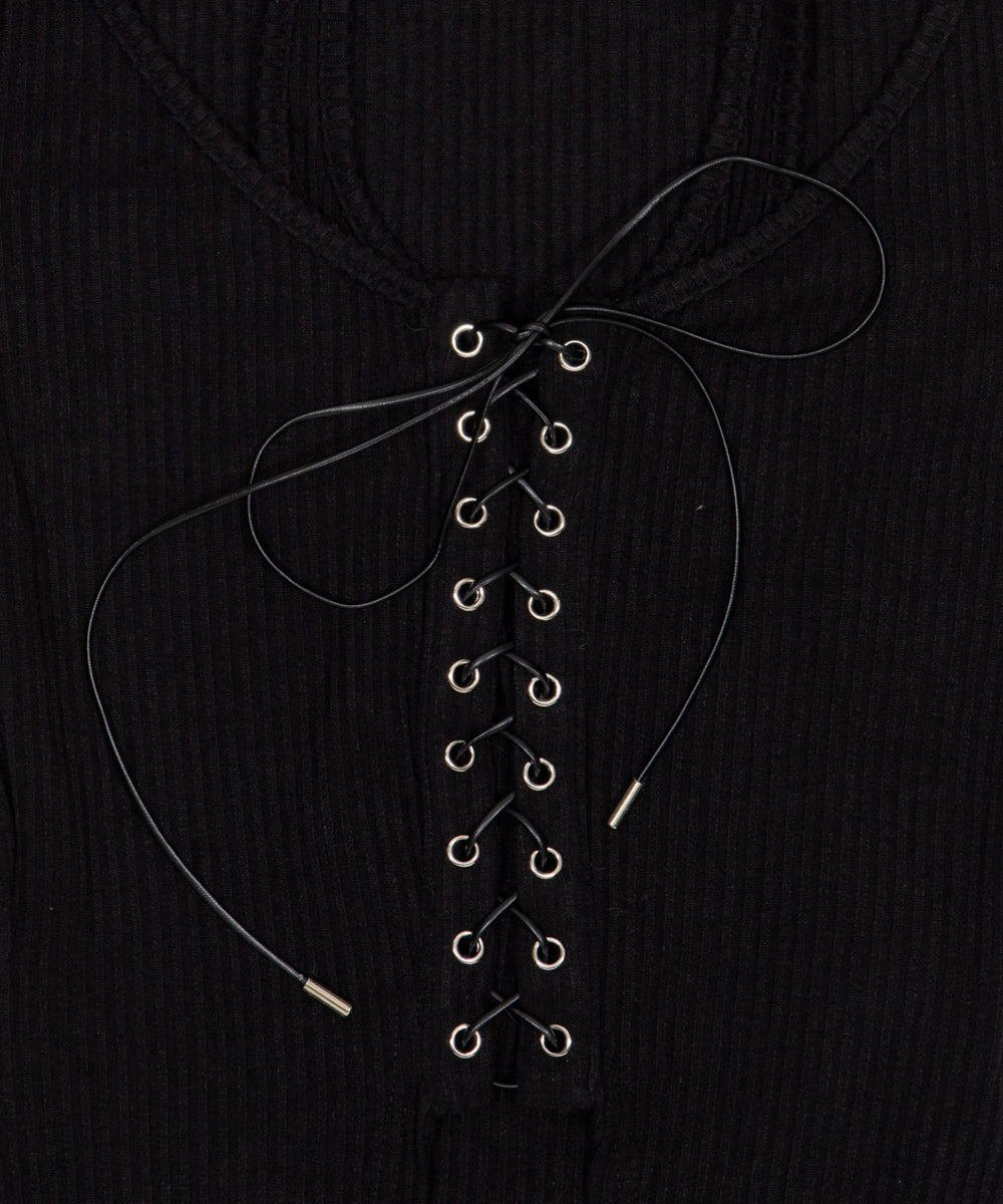 レースアップレイヤードトップ