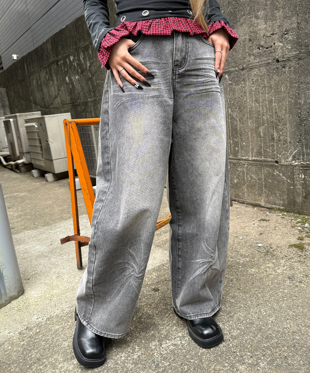 バックスターワイドデニム/ブラック モデル：167㎝ S着用