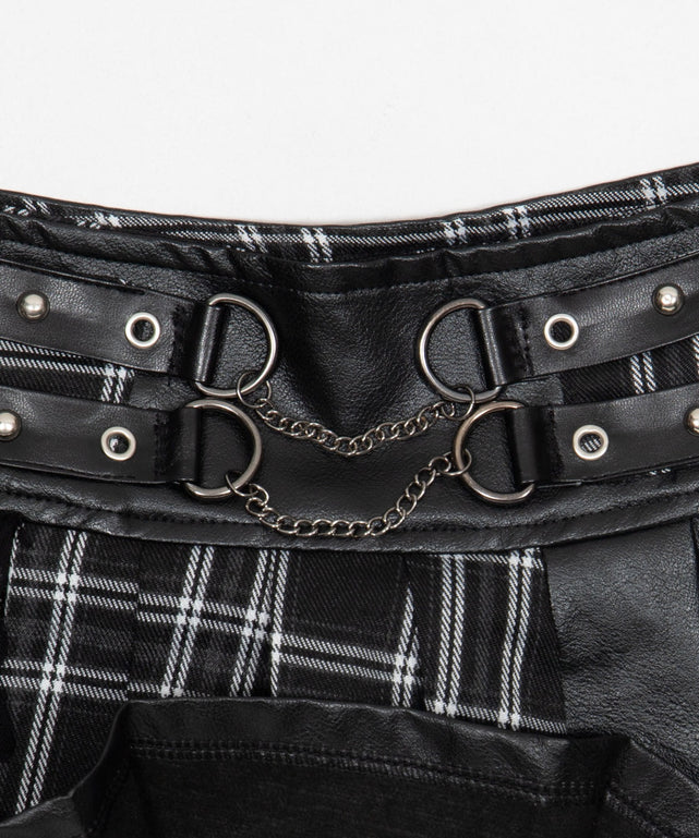 パンクパッチワークミニスカパン