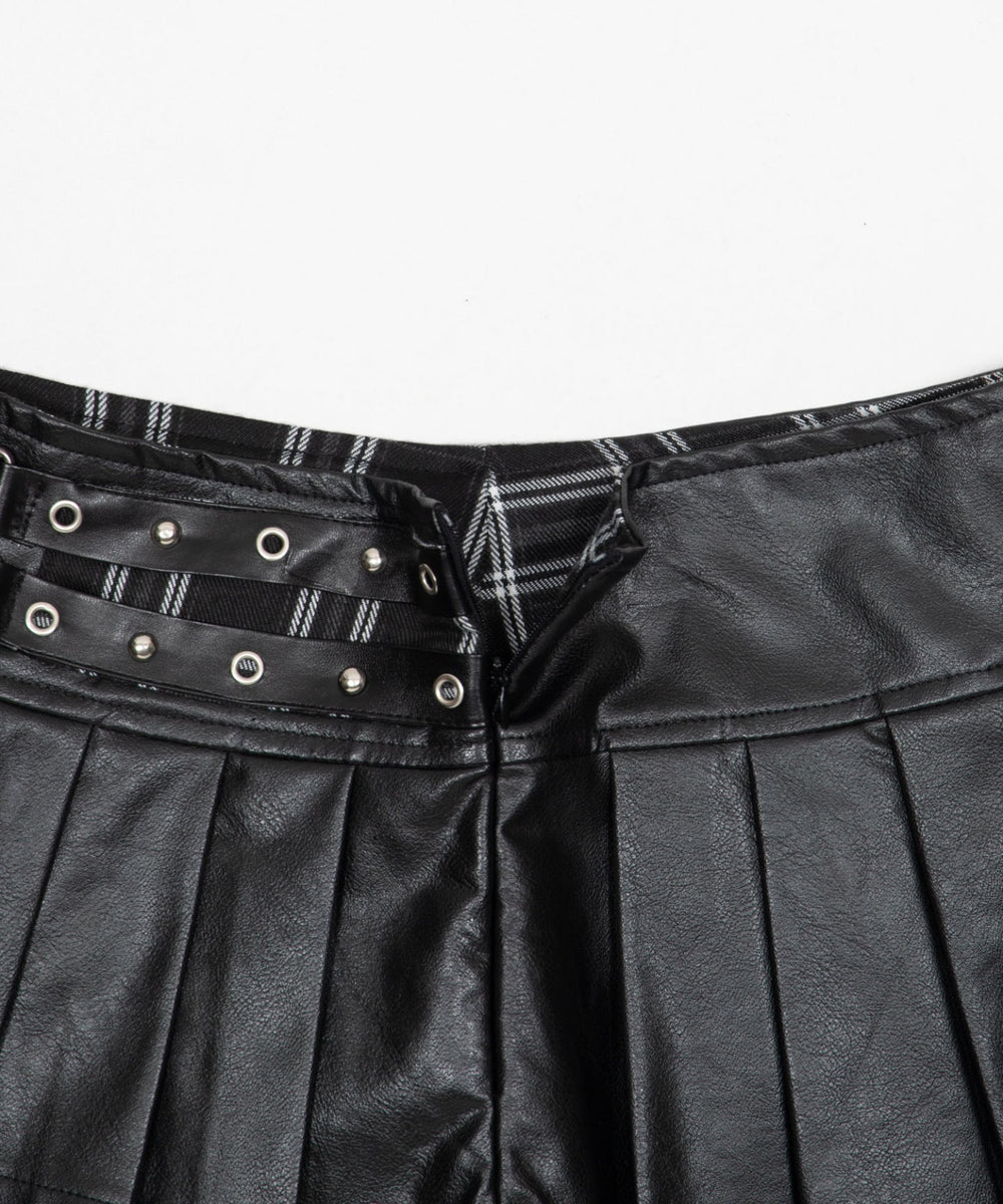 パンクパッチワークミニスカパン