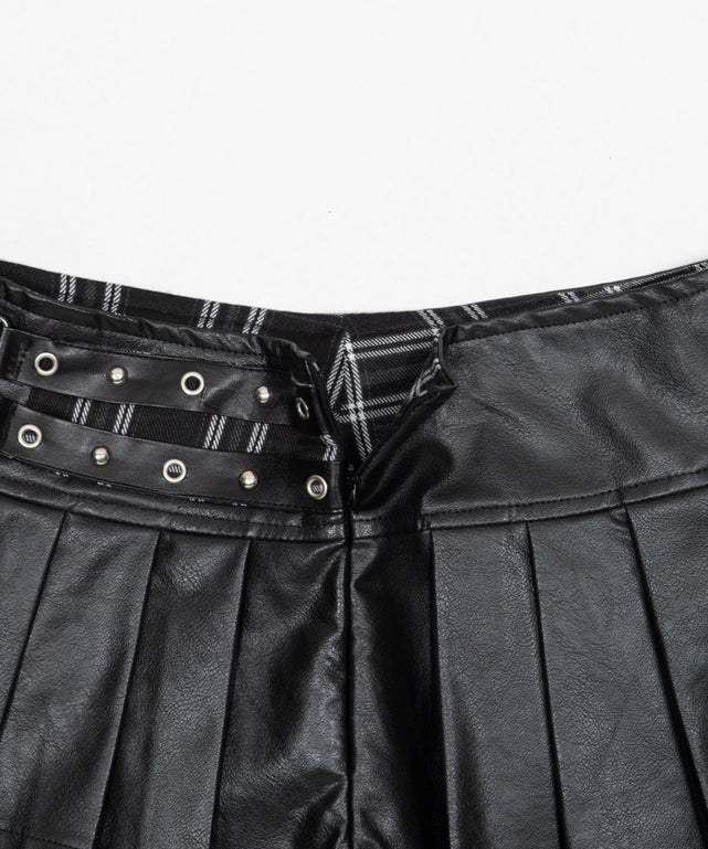 パンクパッチワークミニスカパン