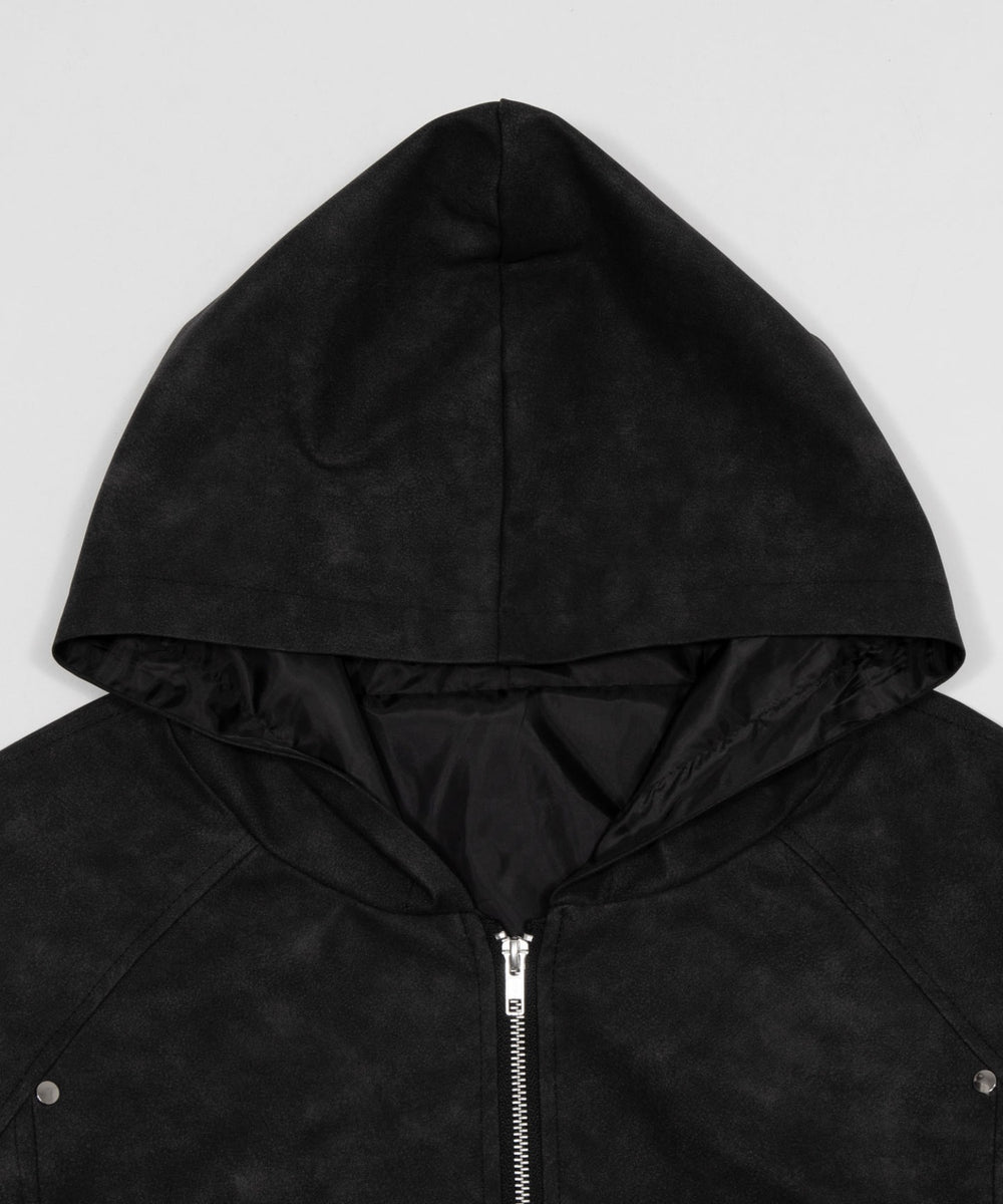 PUフーデッドブルゾン