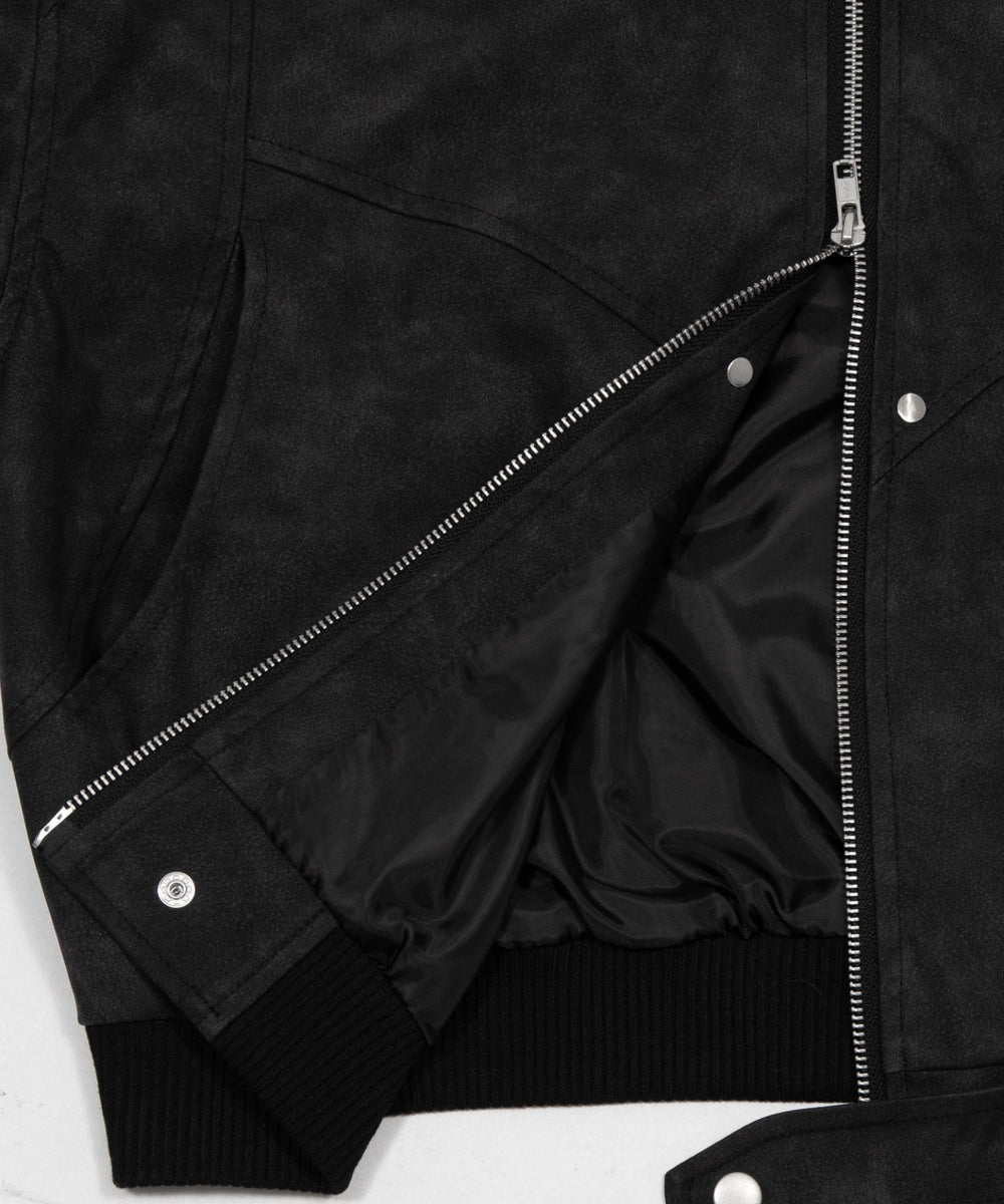 PUフーデッドブルゾン