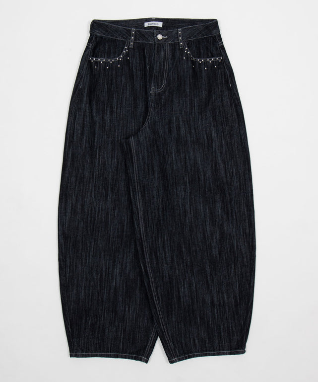 スタッズスラブカーブデニム/ブラック