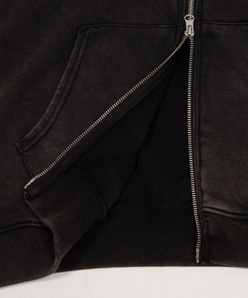 ハードウォッシュ裏毛Wジップパーカー