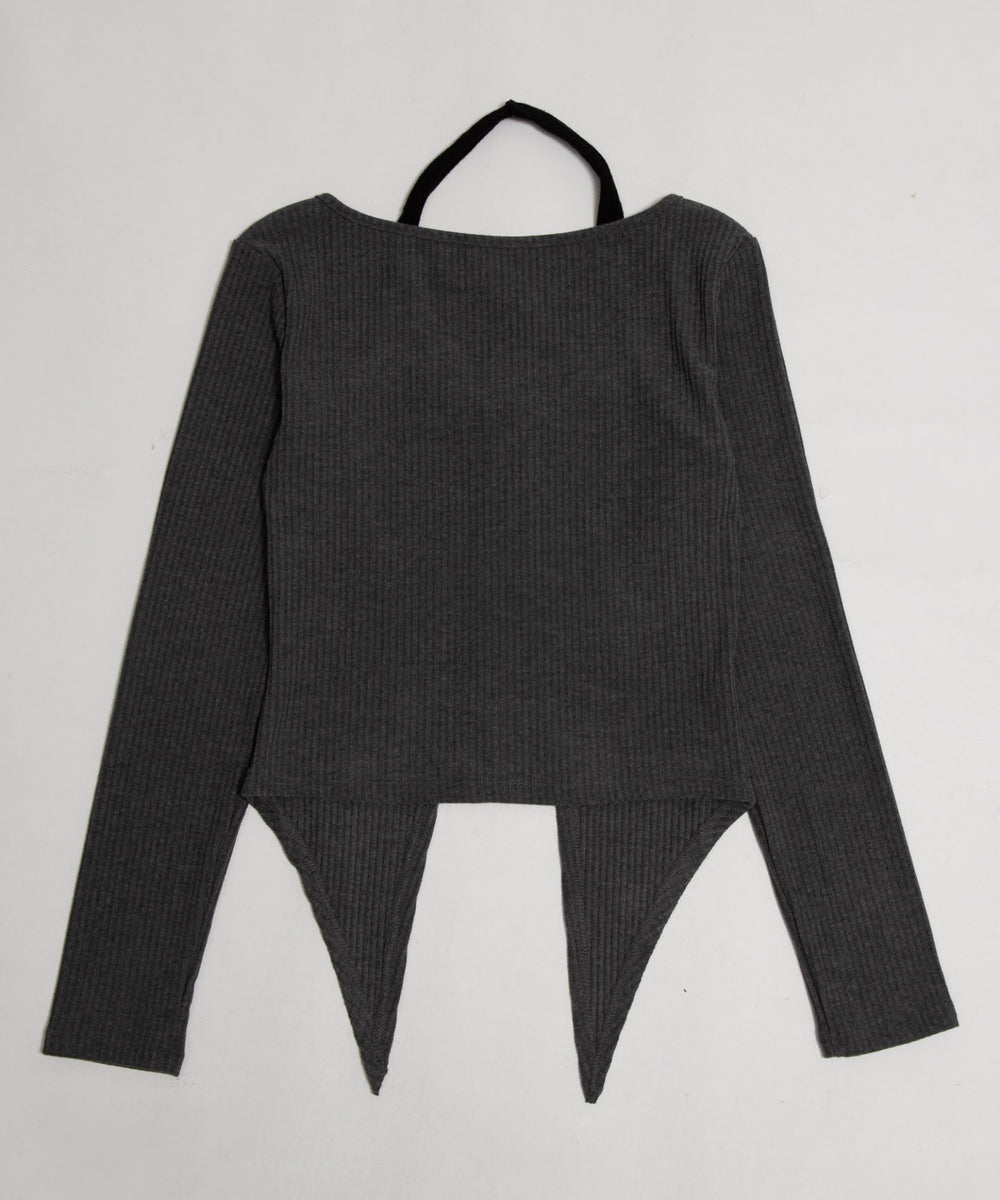 レースアップレイヤードヘムトップ