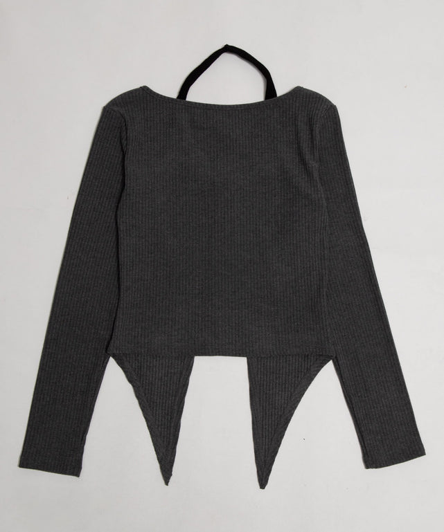 レースアップレイヤードヘムトップ