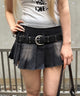 スタッズベルトプリーツミニスカパン/ブラック モデル：168cm M着用