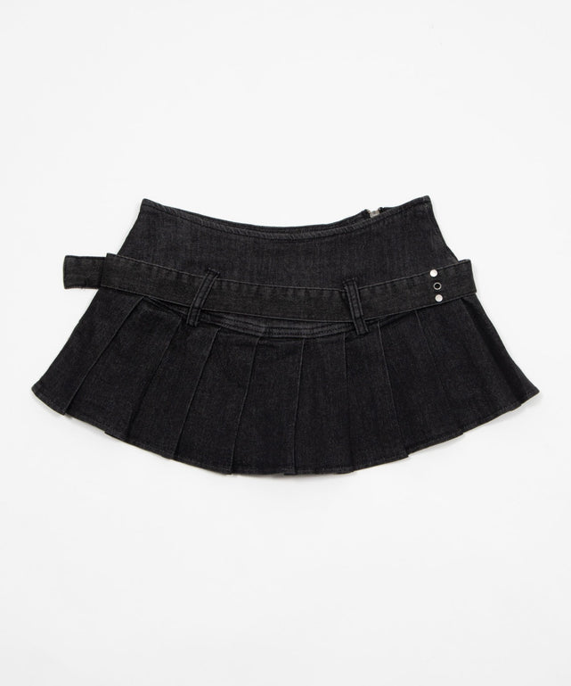 スタッズベルトプリーツミニスカパン