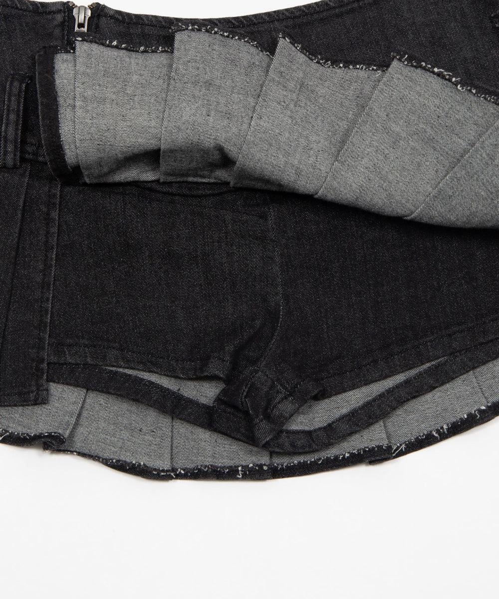 スタッズベルトプリーツミニスカパン