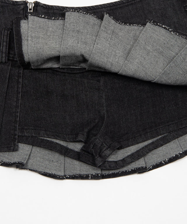 スタッズベルトプリーツミニスカパン