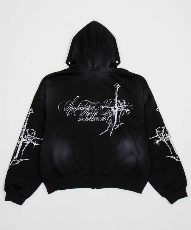 Y2Kゴシッククロスジップパーカー