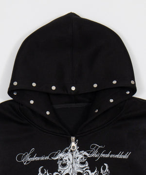 Y2Kゴシッククロスジップパーカー