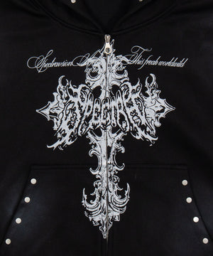 Y2Kゴシッククロスジップパーカー