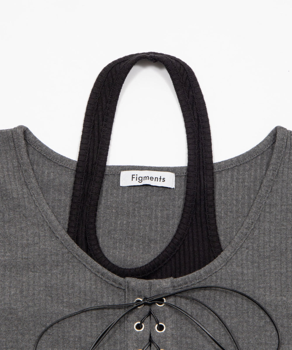 レースアップレイヤードヘムSSトップ