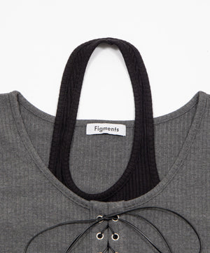 レースアップレイヤードヘムSSトップ